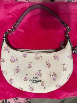 Coach white & purple floral shoulder bag