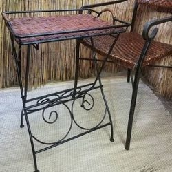 Iron Wicker Folding Table 