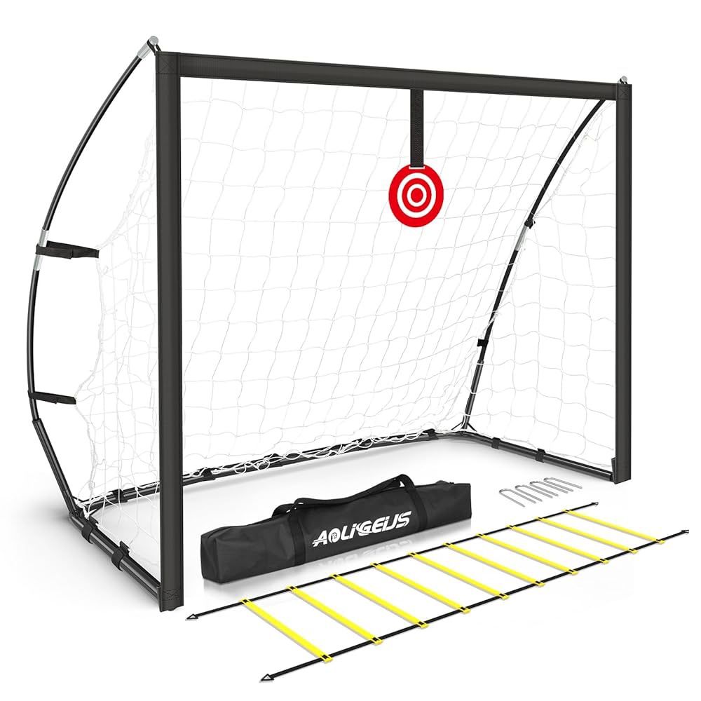 Portable Soccer Goal for Backyard, Kids Youth Adults Soccer Goal Set with Net + Ground Stakes, Soccer Target and Agility Speed Training Equipment