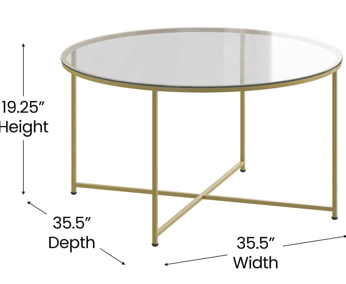 Glass Top Round Coffee Table 