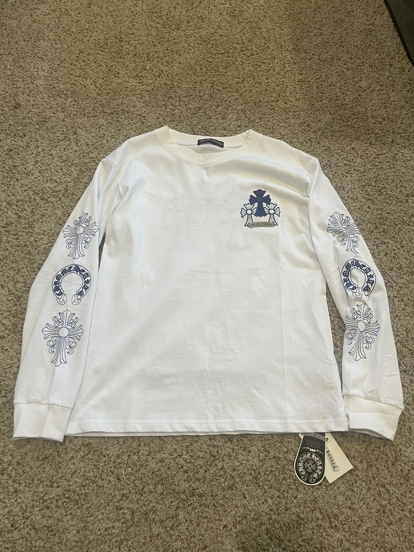 Blue/White Chrome Heart Longsleeve