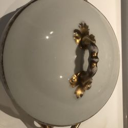 SCHEARBURG GERMAN PORCELIAN WHITE AND GOLD ENCRUSTED TURREN