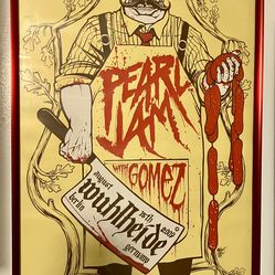 limited edition silkscreen band poster for Pearl Jam's concert at Wuhlheide in Berlin, Germany, on August 15, 2009.