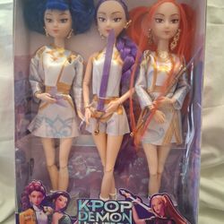 Set Of 3 Kpop Demon Hunter Barbie Rumi Mira Zoe With Weapons 