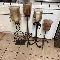 4 big candle holders