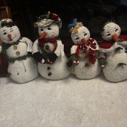 Antique Familia De Snowman