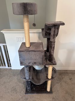 Grey Cat Tower with Scratch Posts