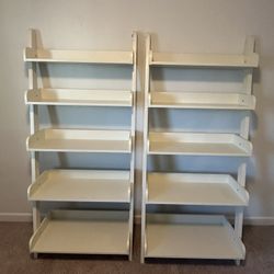 Two Pottery Barn Ladder Bookshelves  