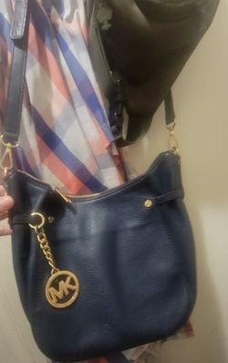 Michael KORs Navy Blue Leather Crossbody 