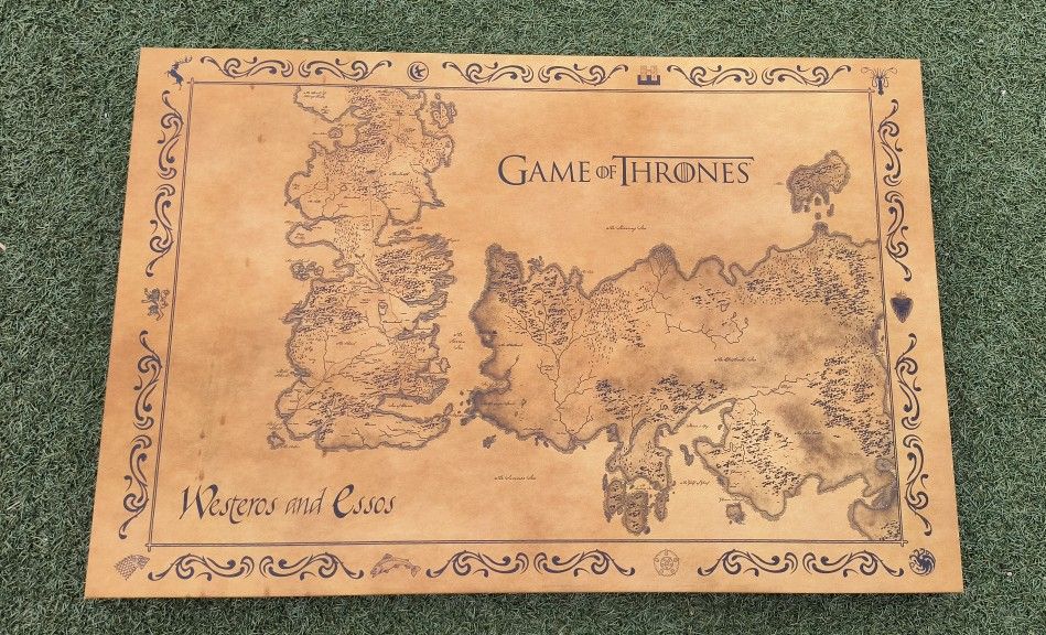 Game Of Thrones Map (32"x 24) Framed Canvas Art!!!