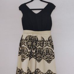 Gorgeous Black & Cream Ornate Designed Dress