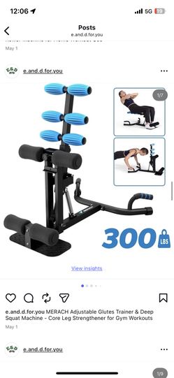 MERACH Adjustable Glutes Trainer & Deep Squat Machine - Core Leg Strengthener for Gym Workouts