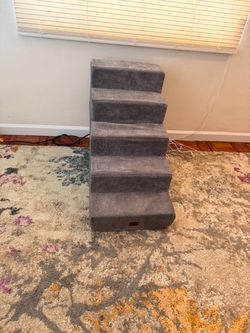 Best Pet Supplies 4-Step Foam Dog Stairs – Gray Pet Steps for Bed/Couch