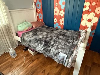 White Twin Bed + Mattress