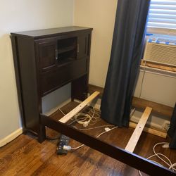 Expression Twin Size Bed With Headboard Shelves And Doors