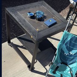 Wood And Metal End Table 