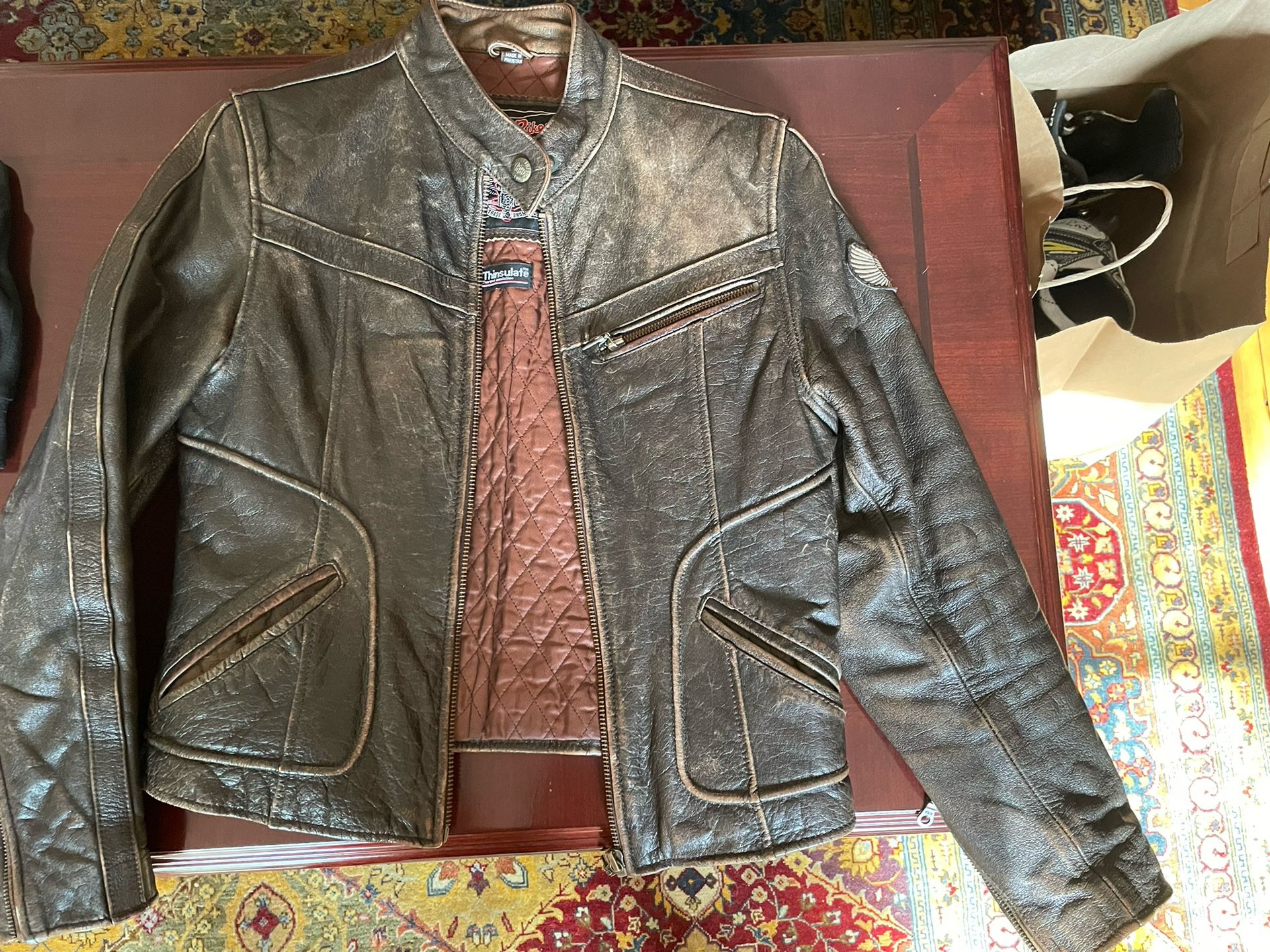 Flying Bikes Brown Leather Jacket- Woman’s Small