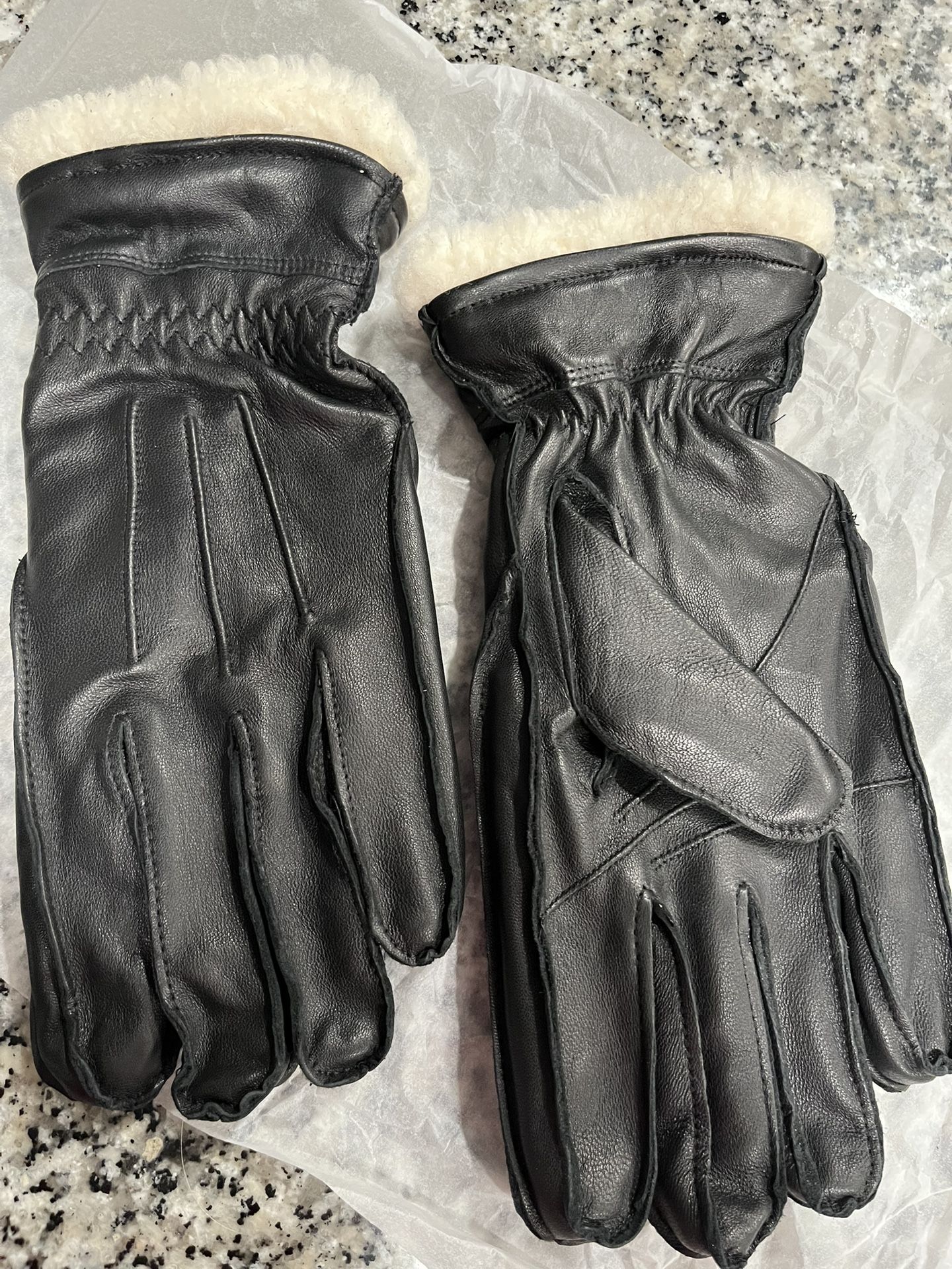 Unisex Lamb Leather Cashmere Lined Gloves
