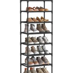 Shoe Rack, 10-Tier Shoe Shelf, Shoe Storage Organizer, 11 x 17.7 x 68 Inches, Metal Frame, Non-Woven Fabric Shelves, for Entryway, Bedroom, Black 