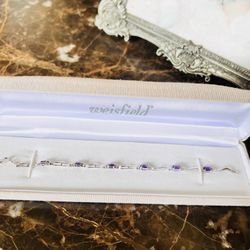 Silver And Amethyst Bracelet 
