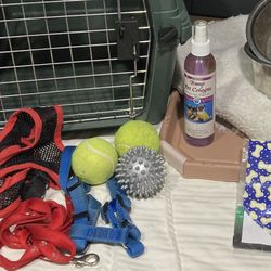 13 Dog Items - double door Medium Dog Crate, Crate, Pad, Toys, Dog, Fresh Smell Spray