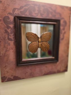 Decorative Wall Mirror with Butterfly Accent