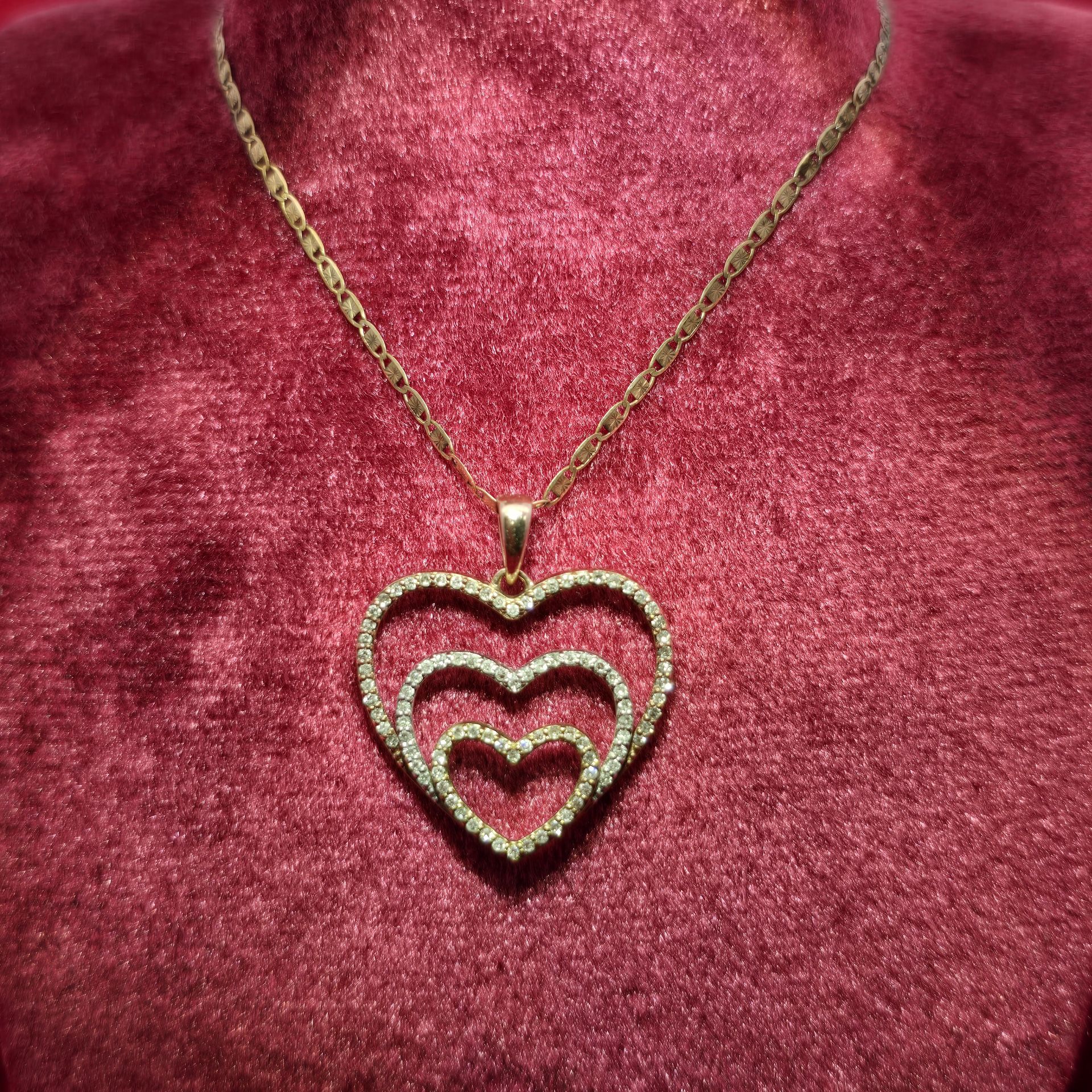 10k Yellow Gold Diamond Heart Pendant With Link Style Chain 0.50 ctw