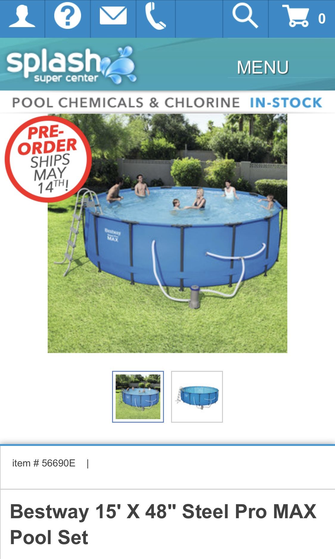 Bestway Steel Pro Max Swimming Pool w 1000GPH Filter, 15x48” Round