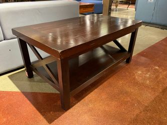 Farmhouse Wood Coffee Table in Espresso Brown