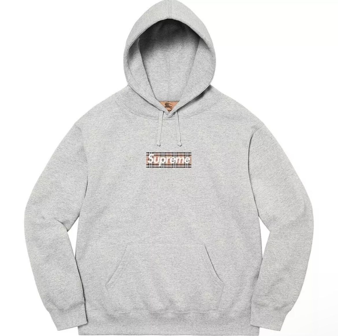 Supreme Burberry Hoodie Grey Large