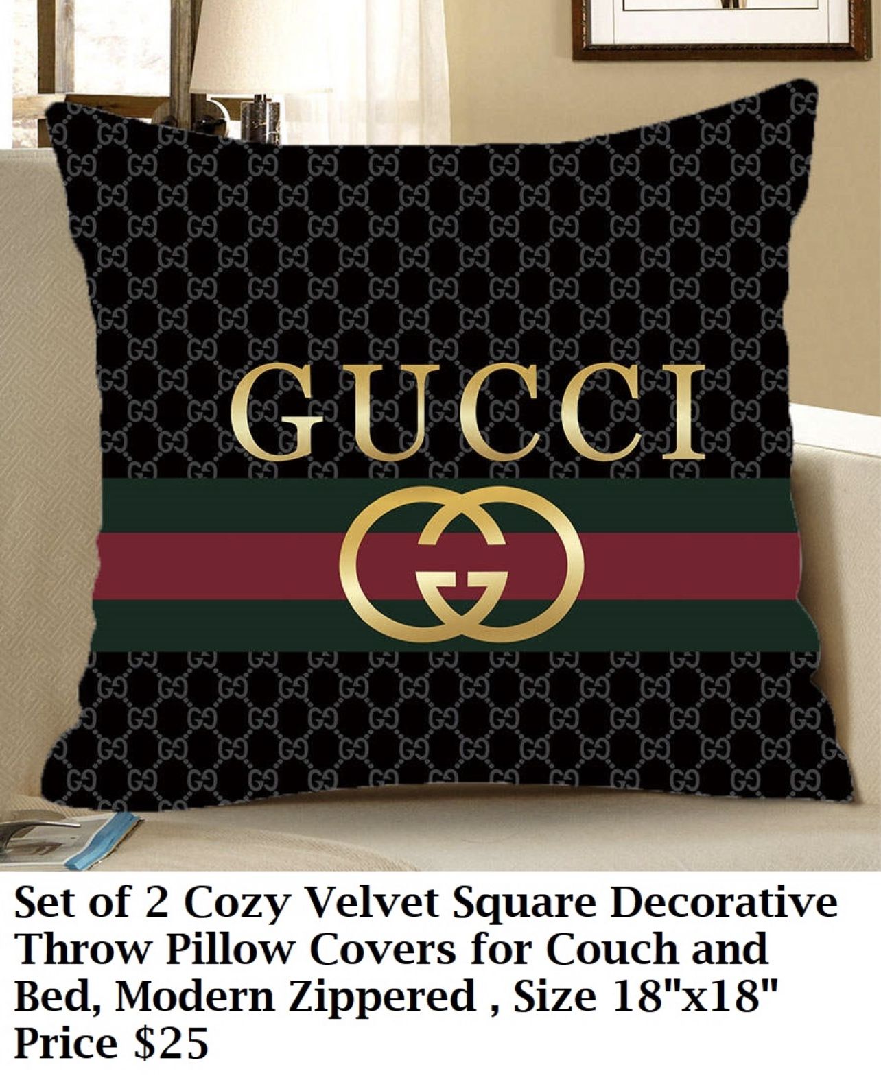 2 Pieces of Cozy Velvet Square Decorative Throw Pillow Covers Double face, Modern  Zippered. Size 18”x18” Price $25 for Sale in Orlando, FL - OfferUp