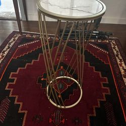 Marble side table with metal legs