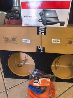 2 12 Hifonics subwoofe Amp wire kit install $500