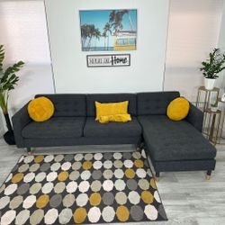 SECTIONAL Couch Sofa Fabric With Chaise Left DARK GRAY  / BRAND Ikea / FREE DELIVERY