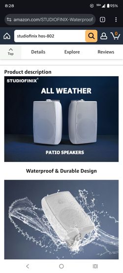 Studiofinix LARGE WATERPROOF OUTDOOR OR INDOOR8" SPEAKERS.  NEW IN BOX