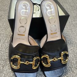 Black Gucci Horsebit slides 36.5