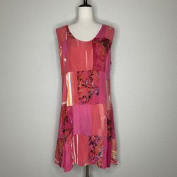 Vintage Boho Women’s Pink Patchwork Sleeveless Dress