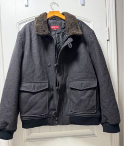 Merona Gray Bomber Jacket with Sherpa Collar