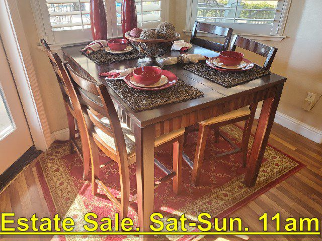 4 Chair Pub-Style Dining Table. Great Shape. Estate Sale. Sat 11am - $499