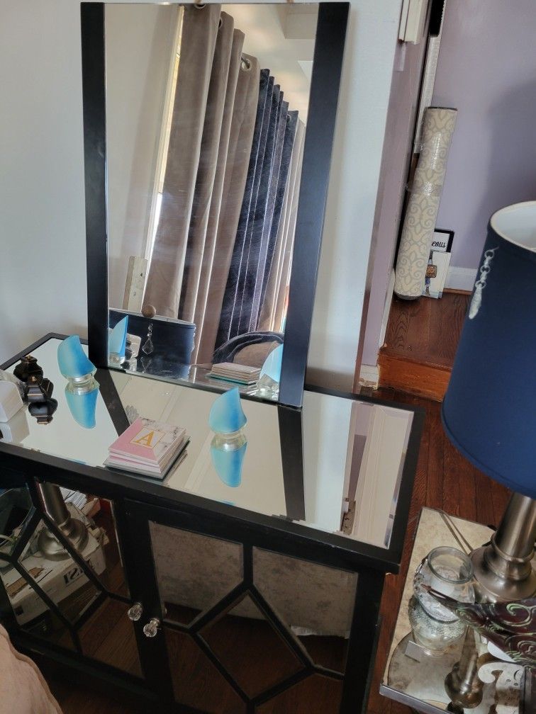 Black Mirror Cabinet & Mirror Set