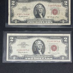 (1) 1953 And (1) 1963 $ 2 Red Note