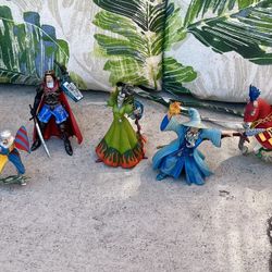 Medieval Knights, Witches And Dragons Set Of 10 Figurines 