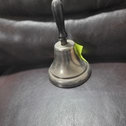 OLD  SCHOOL BELL-WOOD HANDLE