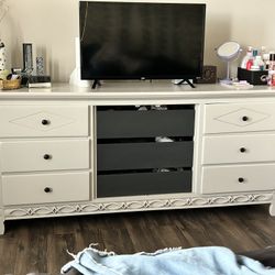 Wooden White And Dark Grey Dresser