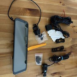 WOLFBOX G840S 12" 4K Mirror Dash Cam Backup Camera, 5.8GHz WiFi Smart Rearview Mirror for Cars & Trucks, Front and Rear View Dual Cameras, Night Visio