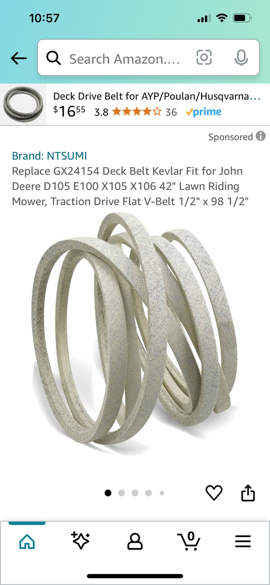 Mower Belt 1/2” x 98”