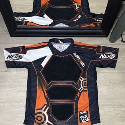 Y2K 2000s Nerf Dart Tag League Orange And Black Jersey Shirt 