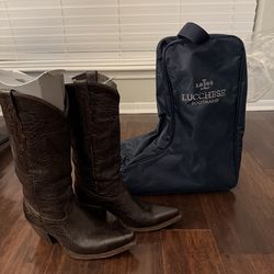 Lucchese Womens Andrea Boots 8.5 B Snip Toe Alpina Cafe excellent condition