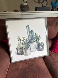 Framed Cactus Succulent Watercolor Wall Art
