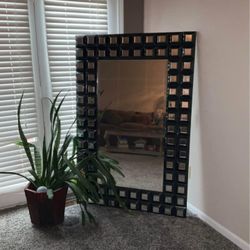 Large Modern Geometric Mirror – Stunning Black Frame!
